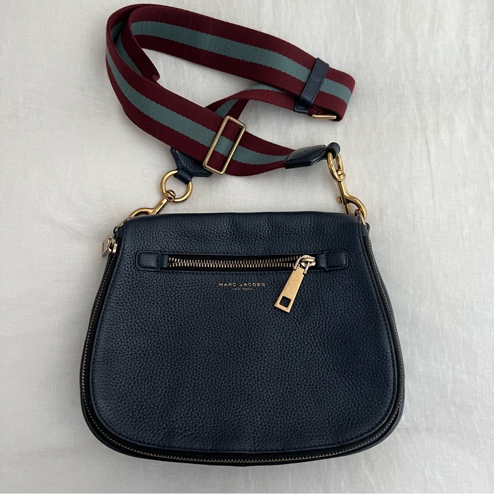 COPY - Marc Jacobs navy leather crossbody bag with striped strap